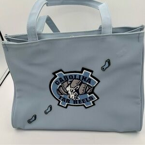UNC Carolina Blue Tar Heel Lancôme Embellished Tote/Cosmetic Bag 12.5x6”